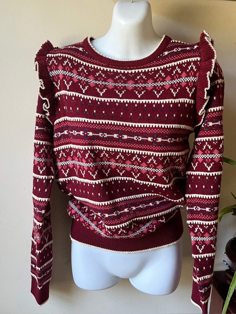 Molly Bracken fair isle knit pullover sweater XS EUC